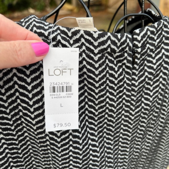 NWT Loft Black and White Herringbone Dress - Picture 7 of 9